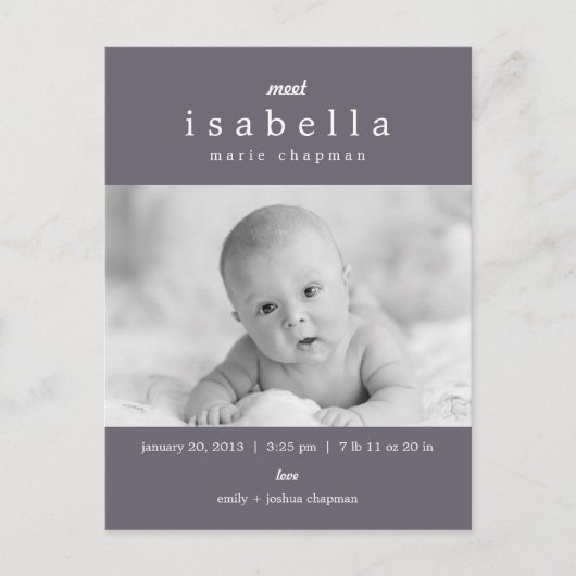 誕生モダン発表 案内ポストカード (正面)