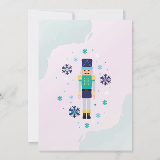 誕生会のくるみ割りのおもちゃのクリスマスの青のミント 招待状 (裏面)