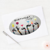 誕生会のカクテル 楕円形シール (封筒)