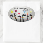 誕生会のカクテル 楕円形シール (バッグ)