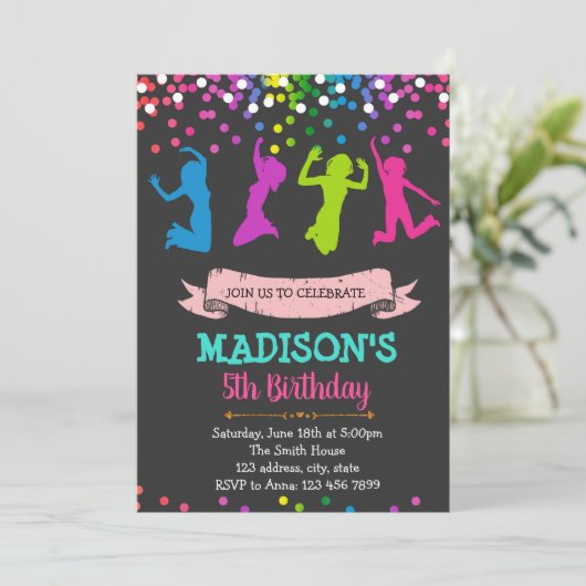 誕生会のテーマの招待を跳んで下さい 招待状 (スタンド正面)