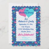 誕生会のハートの10代のな双生児のカスタムの招待状 招待状 (裏面)