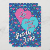 誕生会のハートの10代のな双生児のカスタムの招待状 招待状 (正面/裏面)