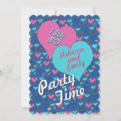 誕生会のハートの10代のな双生児のカスタムの招待状 招待状 (正面)