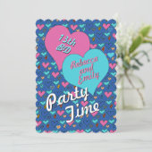 誕生会のハートの10代のな双生児のカスタムの招待状 招待状 (スタンド正面)