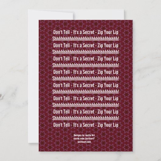 誕生会のバーガンディの第50星を驚かして下さい 招待状 (裏面)