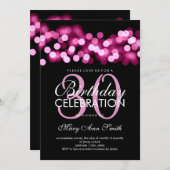 誕生会のピンクのハリウッドのエレガントな第30魅力 招待状 (正面/裏面)