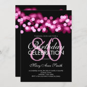 誕生会のピンクのハリウッドのエレガントな第80魅力 招待状 (正面/裏面)