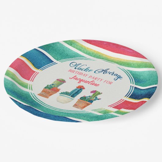 誕生会のフェスタのNachoの平均サボテンのポット ペーパープレート (アングル)