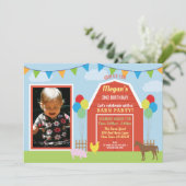 誕生会の写真の招待の納屋ヤードの農場のパーティー 招待状 (スタンド正面)