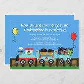 誕生会の列車の誕生日の招待状 招待状 (正面/裏面)