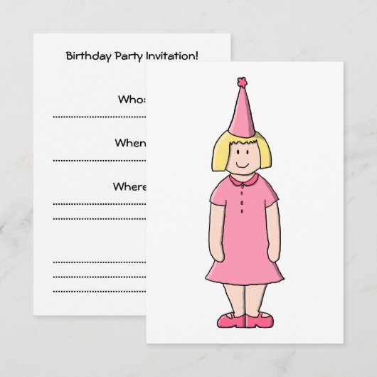 誕生会の女の子 招待状 (正面/裏面)