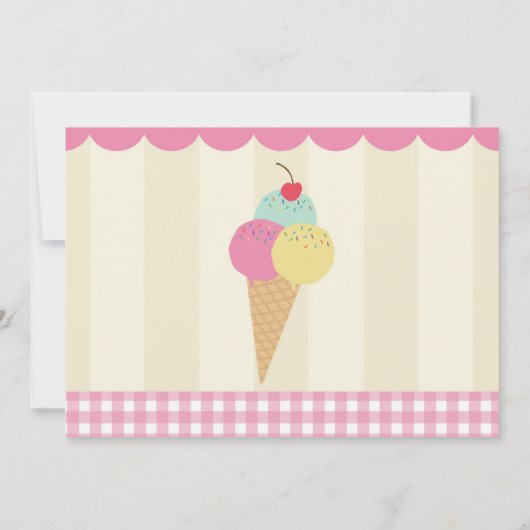 誕生会の招待のアイスクリームの写真のピンクパーラー 招待状 (裏面)