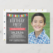 誕生会の旗|の誕生日 招待状 (正面/裏面)