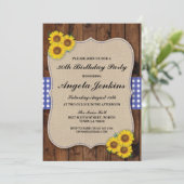誕生会の第30ヒマワリの木製のバーラップの招待 招待状 (スタンド正面)