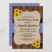 誕生会の第30ヒマワリの木製のバーラップの招待 招待状 (正面/裏面)