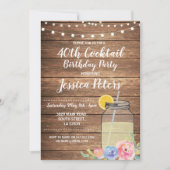 誕生会の花のカクテルの夏の瓶の招待 招待状 (正面)