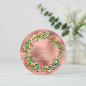 誕生会の花模様の森林緑バラの金ゴールド 招待状 (スタンド正面)