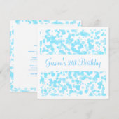 誕生会の青い泡及び白 招待状 (正面/裏面)