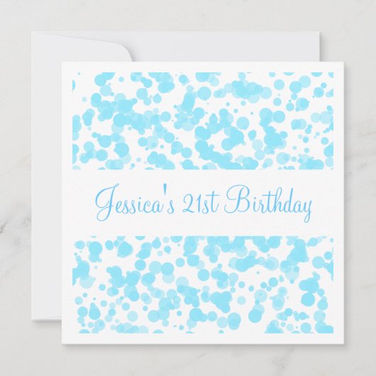 誕生会の青い泡及び白 招待状 (正面)