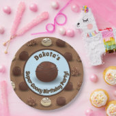 誕生会の青を作る極度の甘味を加えたチョコレート ペーパープレート (パーティー)