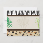 誕生会はアニマルプリントのサファリの動物園感謝していしています サンキューカード (裏面)