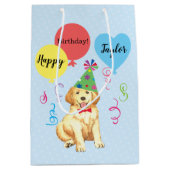 誕生会はゴールデン・リトリーバーを風船のようにふくらませます ミディアムペーパーバッグ (正面)