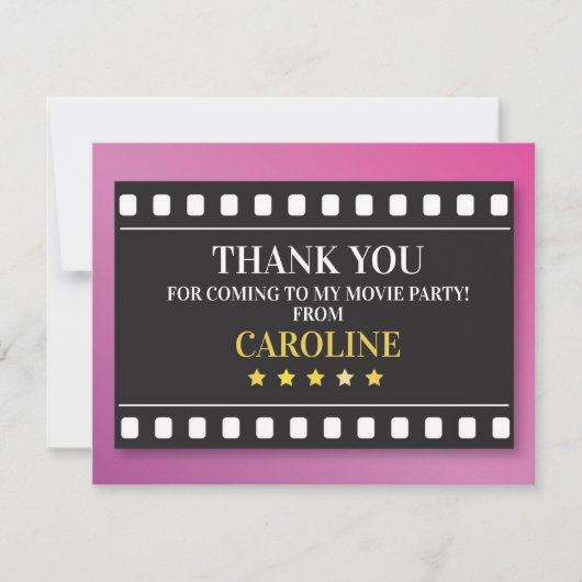 誕生会はショーの映画フィルムのチケット感謝していしています サンキューカード (正面)