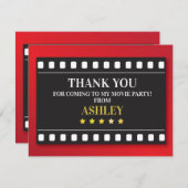 誕生会はショーの映画フィルムのチケット感謝していしています サンキューカード (正面/裏面)