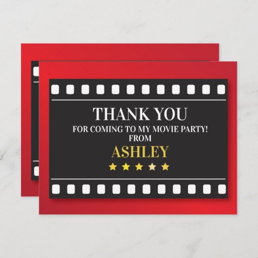 誕生会はショーの映画フィルムのチケット感謝していしています サンキューカード (正面/裏面)