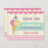 誕生会は招待カードアイスクリーム感謝していしています サンキューカード (正面/裏面)