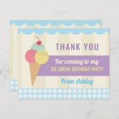 誕生会は招待カードアイスクリーム感謝していしています サンキューカード (正面/裏面)