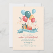 誕生会は招待状を風船のようにふくらませます 招待状 (正面)