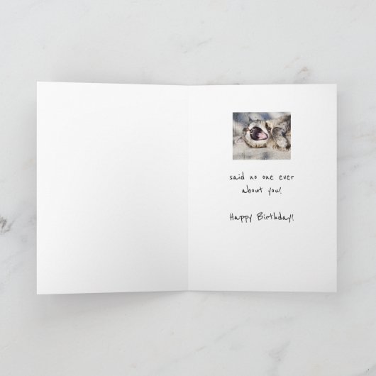 誕生会は決して余りに猫動物のユーモアを疲れさせませんでした サンキューカード (内部)