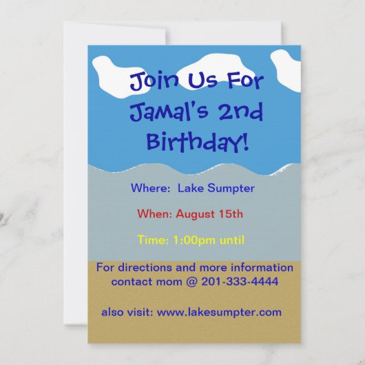 誕生会は泳ごう 招待状 (裏面)