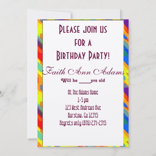 誕生会は精通したパターン運命を風船のようにふくらませます 招待状 (正面)