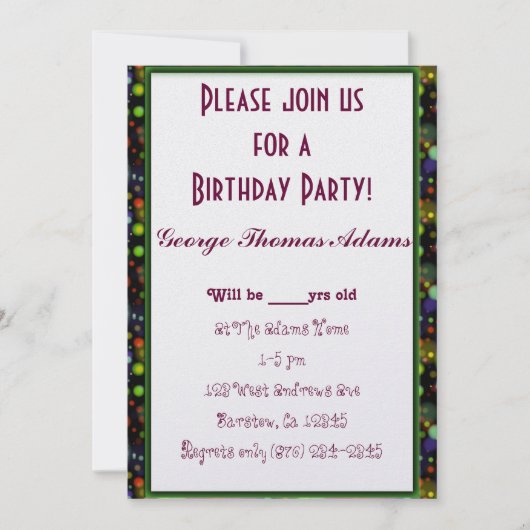 誕生会は精通したパターン運命を風船のようにふくらませます 招待状 (正面)