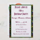 誕生会は精通したパターン運命を風船のようにふくらませます 招待状 (正面/裏面)