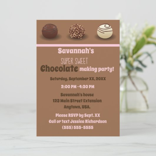 誕生会を作る極度の甘味を加えたチョコレート 招待状 (スタンド正面)