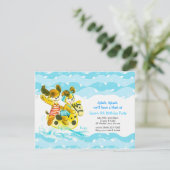 誕生会を泳いでいるSplishのしぶきのヴィンテージ犬 招待状 (スタンド正面)