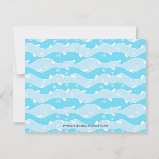 誕生会を泳いでいるSplishのしぶきのヴィンテージ犬 招待状 (裏面)