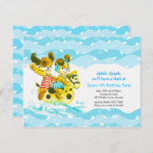 誕生会を泳いでいるSplishのしぶきのヴィンテージ犬 招待状 (正面/裏面)