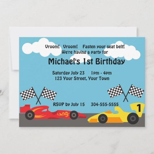 誕生会を競争させている子供 招待状 (正面)