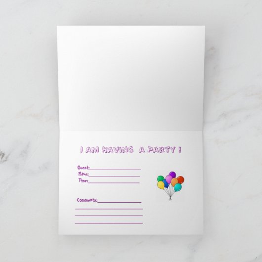 誕生会カード 招待状 (内部)