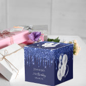 誕生会ネイビーブルー白グリッター風船 フェイバーボックス