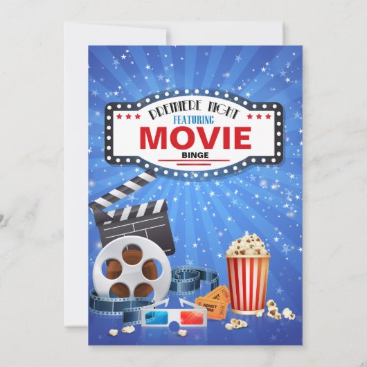 誕生会上の映画夜睡眠 招待状 (裏面)