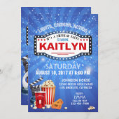 誕生会上の映画夜睡眠 招待状 (正面/裏面)