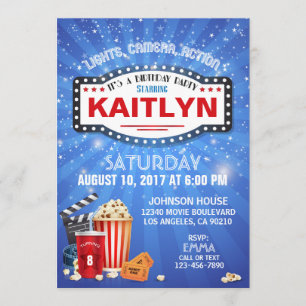 誕生会上の映画夜睡眠 招待状