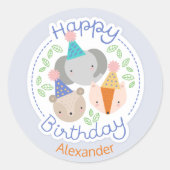 誕生会動物のステッカー ラウンドシール (正面)