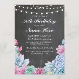 誕生会第40の第50パステルのSucculentsの招待 招待状